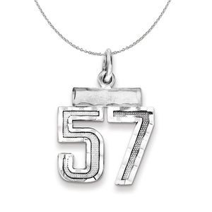 Silver, Varsity Collection, Small D/C Number 57 Necklace - 16 In
